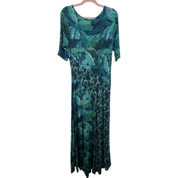 Soft surroundings Saunterre Tropical Green Leaf Print Maxi Dress - Picture 2 of 8